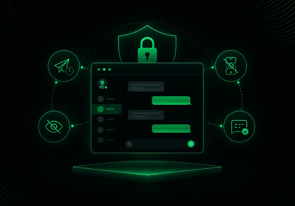 Chatkode privacy controls including blur and one-time messages