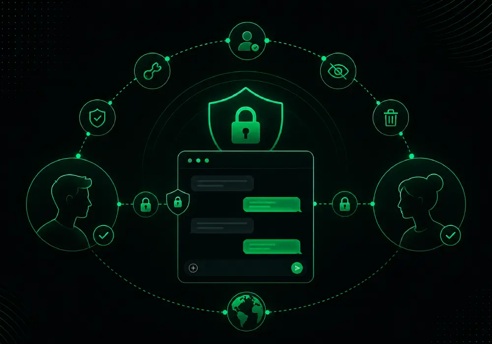 Visual representing secure private messaging on Chatkode